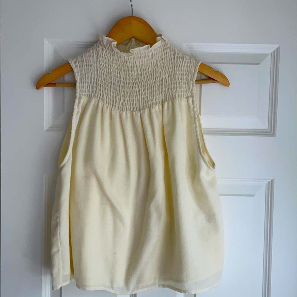 Light yellow smocked tank